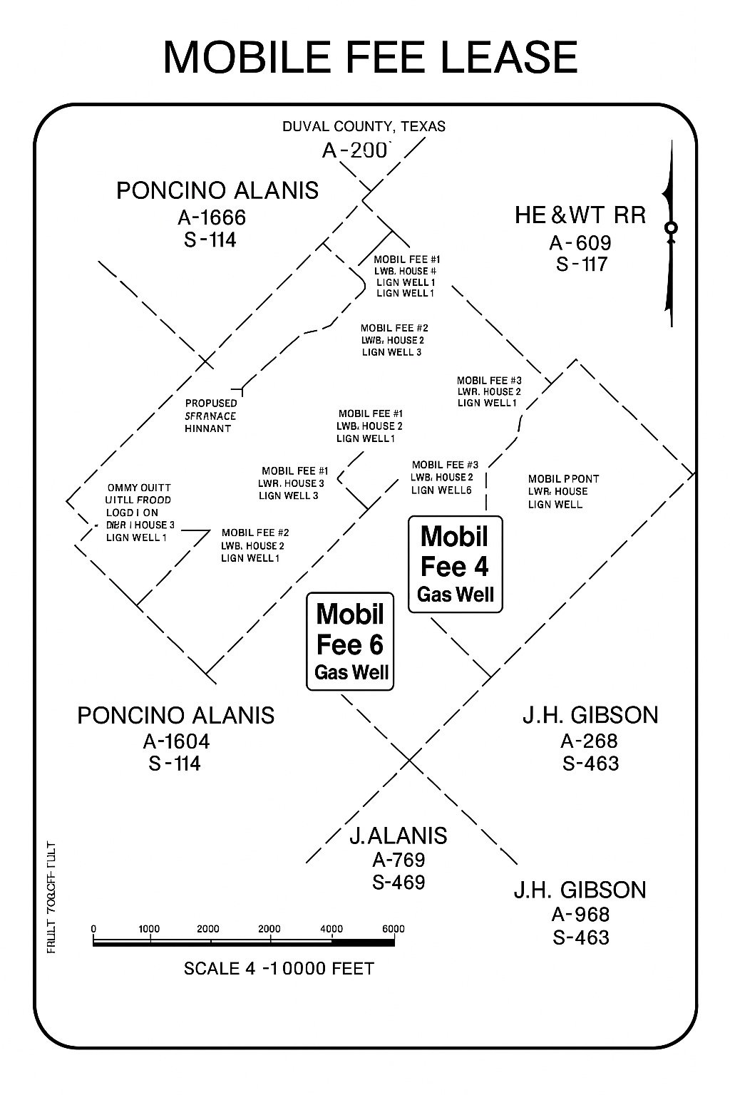 Regional structure map - Mobil Fee lease area